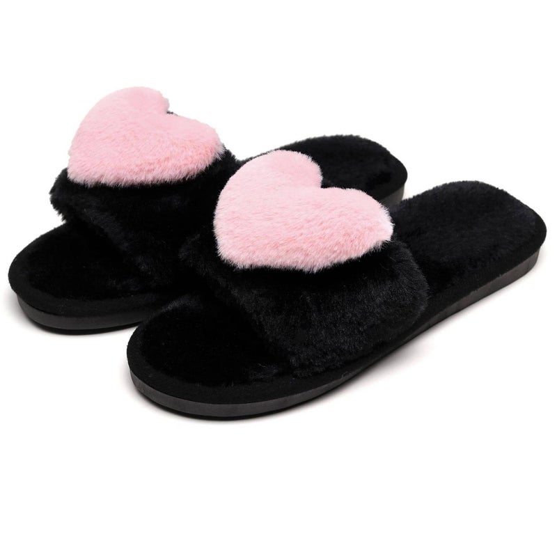 Crazy Lady Women's LOVE Slippers Fuzzy Fluffy Memory Foam House Shoes Open Toe Indoor and Outdoor(01/Pink, 7.5-8.5 M US) - Image 5